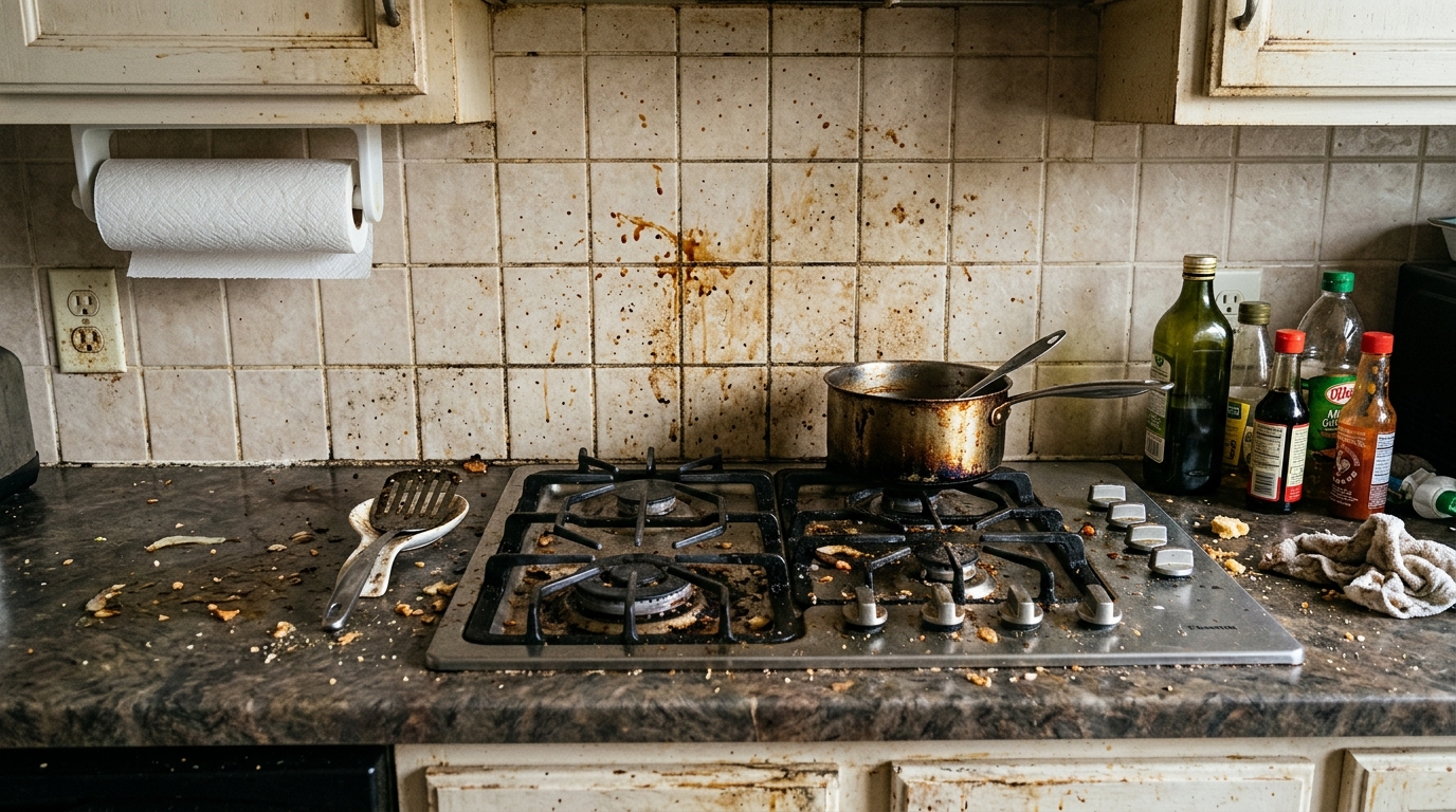 Dirty Kitchen Before Deep Cleaning